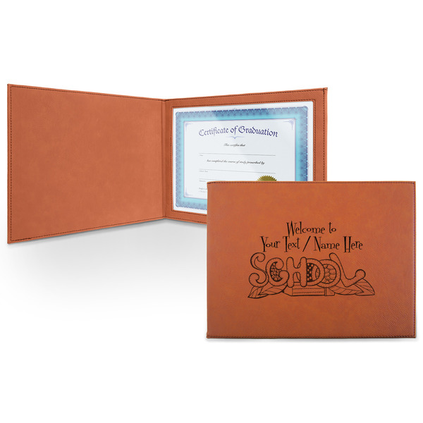 Custom Welcome to School Leatherette Certificate Holder - Front (Personalized)