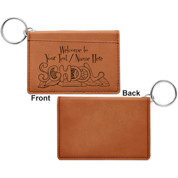 Welcome to School Cognac Leatherette Keychain ID Holders - Front Apvl