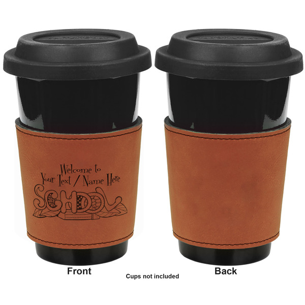 Welcome to School Cognac Leatherette Mug Sleeve - Single Sided Apvl