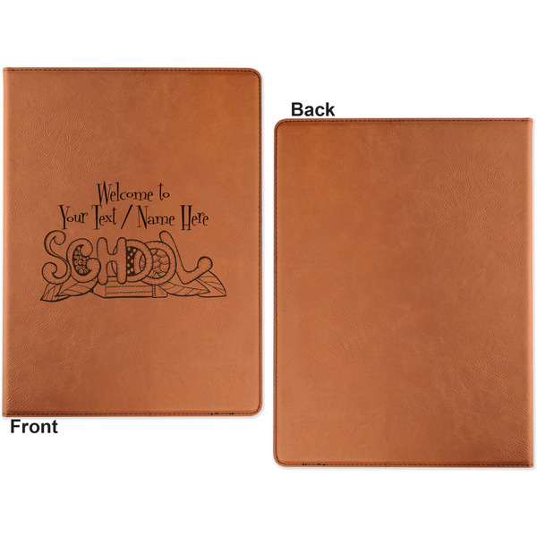 Welcome to School Cognac Leatherette Portfolios with Notepad - Large - Single Sided - Apvl