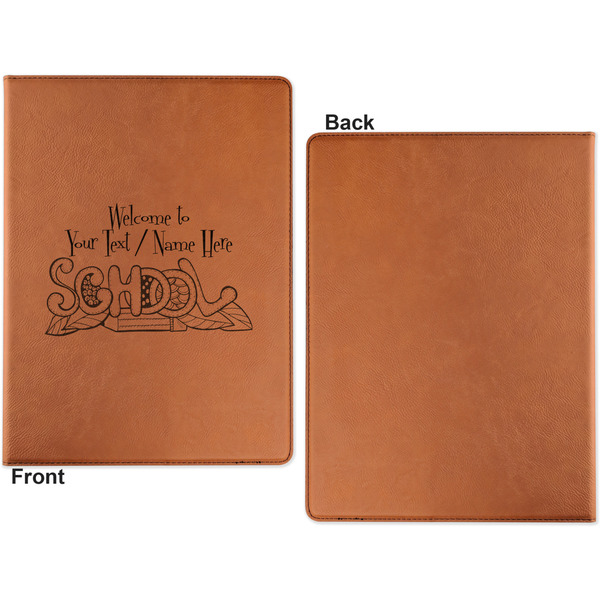 Welcome to School Cognac Leatherette Portfolios with Notepad - Small - Single Sided- Apvl