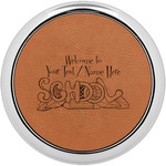 Welcome to School Set of 4 Leatherette Round Coasters w/ Silver Edge (Personalized)