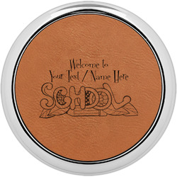 Welcome to School Leatherette Round Coaster w/ Silver Edge (Personalized)