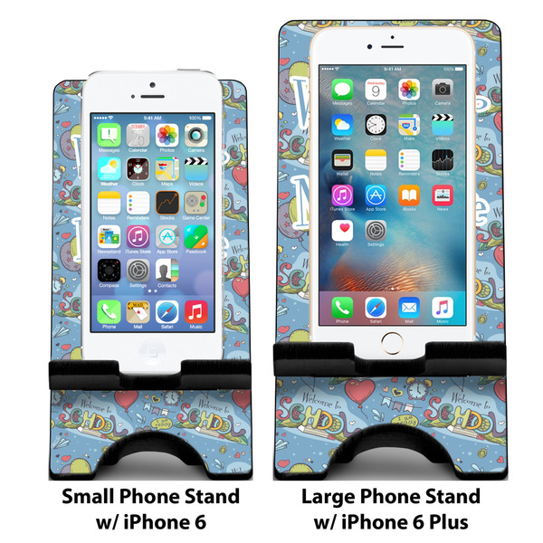 Welcome to School Compare Phone Stand Sizes - with iPhones