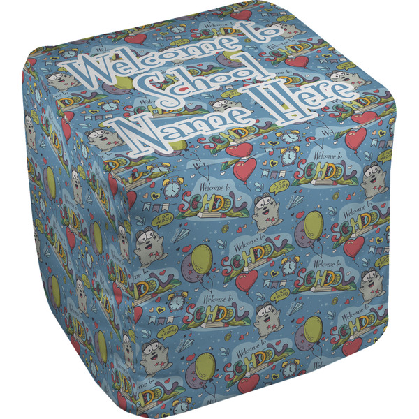 Custom Welcome to School Cube Pouf Ottoman - 13" (Personalized)