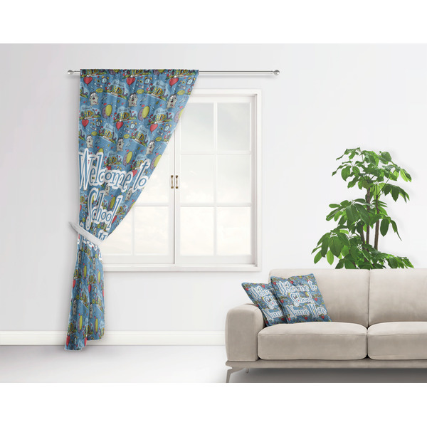 Welcome to School Curtain With Window and Rod - in Room Matching Pillow