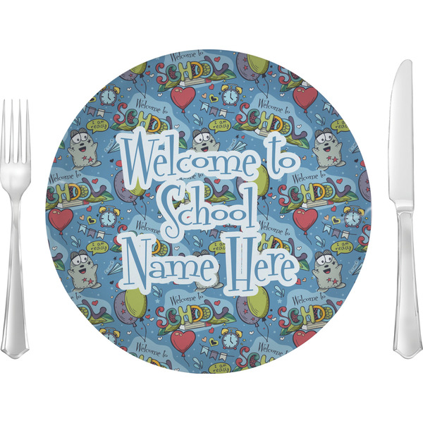 Custom Welcome to School 10" Glass Lunch / Dinner Plates - Single or Set (Personalized)