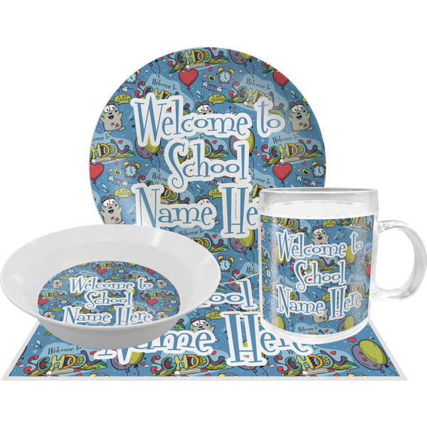 Custom Welcome to School Dinner Set - Single 4 Pc Setting w/ Name or Text