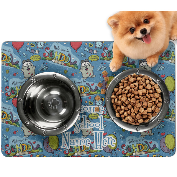 Custom Welcome to School Dog Food Mat - Small w/ Name or Text