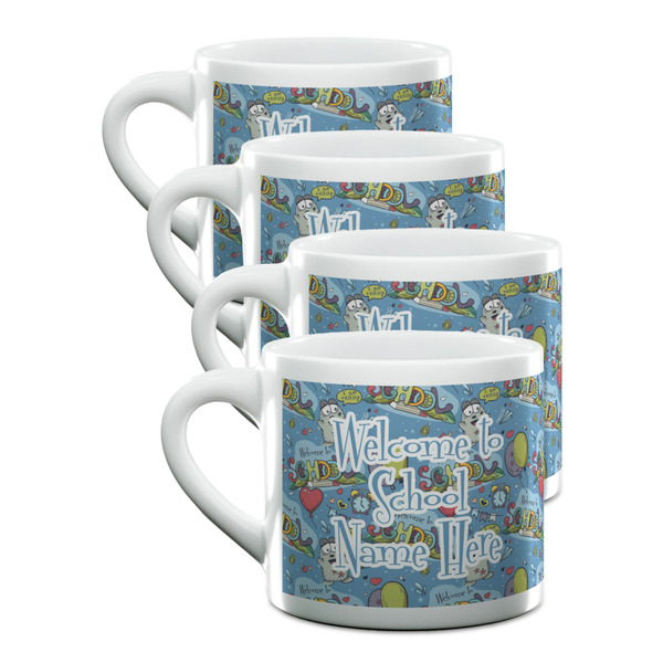 Custom Welcome to School Double Shot Espresso Cups - Set of 4 (Personalized)