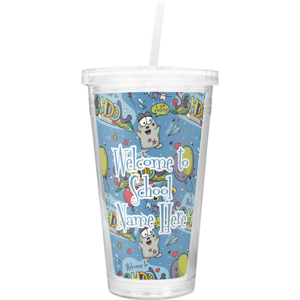 Custom Welcome to School Double Wall Tumbler with Straw (Personalized)