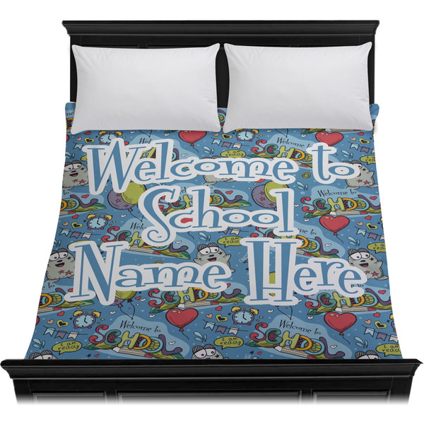 Welcome to School Duvet Cover - Queen - On Bed - No Prop