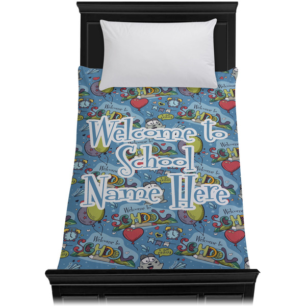 Welcome to School Duvet Cover - Twin XL - On Bed - No Prop