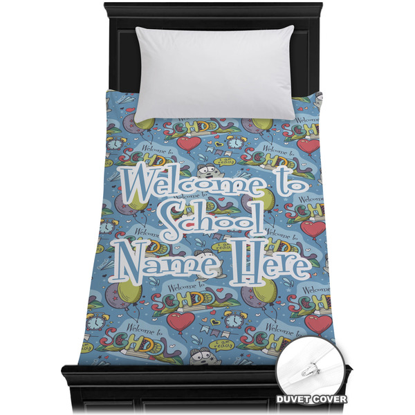 Custom Welcome to School Duvet Cover - Twin (Personalized)