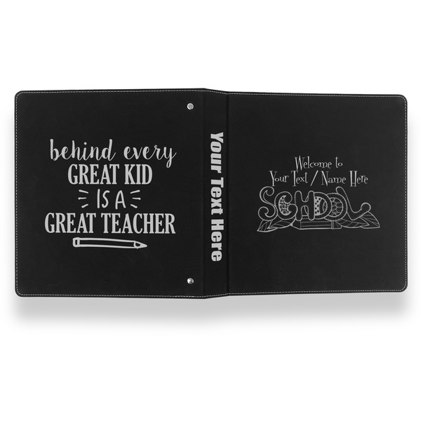 Welcome to School Leather Binder - 1" - Black- Back Spine Front View