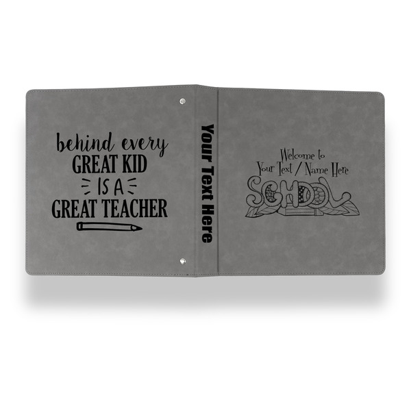 Welcome to School Leather Binder - 1" - Grey - Back Spine Front View