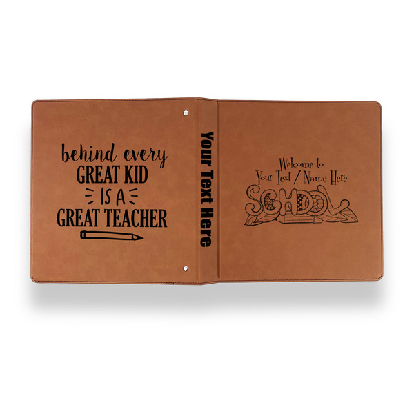 Welcome to School Leather Binder - 1" - Rawhide - Back Spine Front View