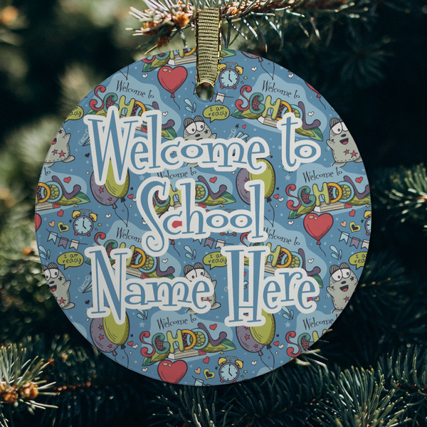 Welcome to School Frosted Glass Ornament - Round (Lifestyle)