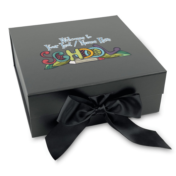 Welcome to School Gift Boxes with Magnetic Lid - Black - Front (angle)