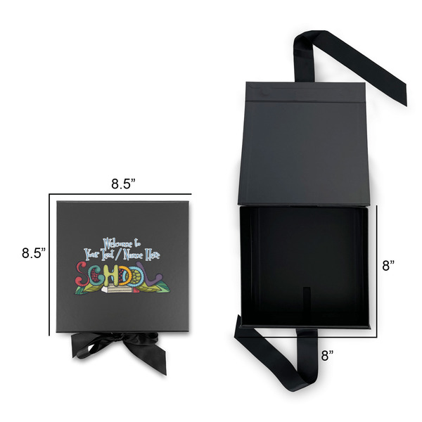 Welcome to School Gift Boxes with Magnetic Lid - Black - Open & Closed