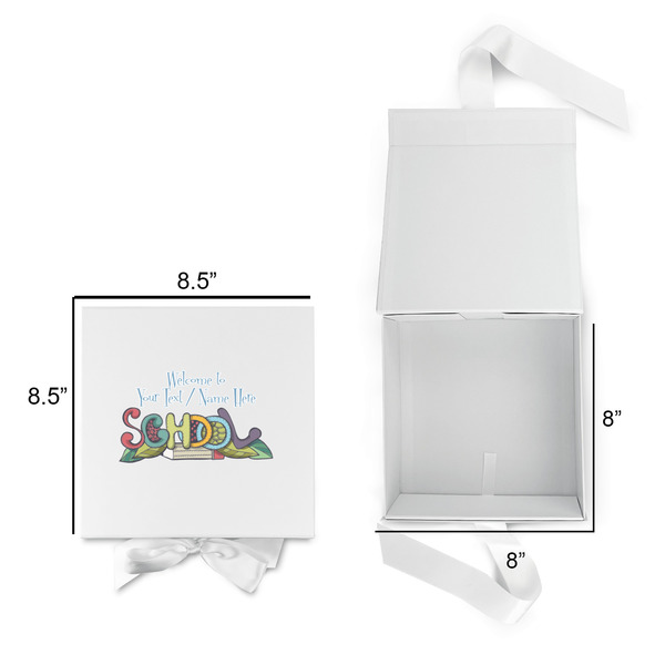 Welcome to School Gift Boxes with Magnetic Lid - White - Open & Closed