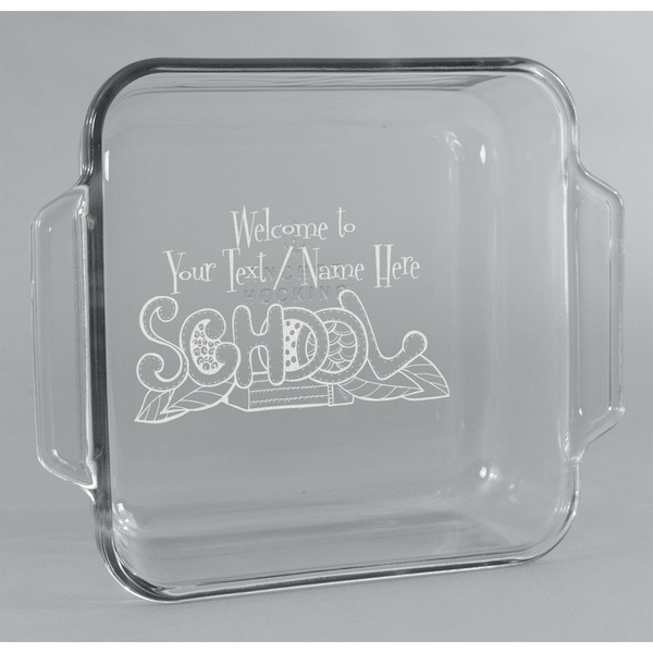 Custom Welcome to School Glass Cake Dish - 8in x 8in (Personalized)