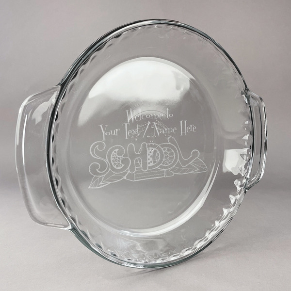 Custom Welcome to School Glass Pie Dish - 9.5in Round (Personalized)