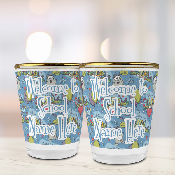 Welcome to School Glass Shot Glass - with gold rim - LIFESTYLE