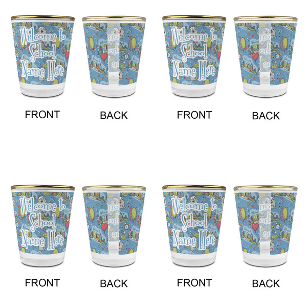 Welcome to School Glass Shot Glass - with gold rim - Set of 4 - APPROVAL