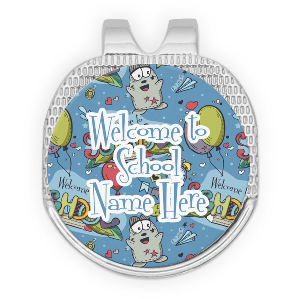 Custom Welcome to School Golf Ball Marker - Hat Clip - Silver