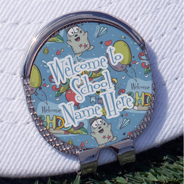 Welcome to School Golf Ball Marker Hat Clip - Silver - Front