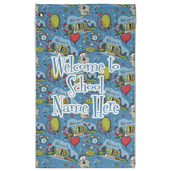 Custom Welcome to School Golf Towel - Poly-Cotton Blend w/ Name or Text