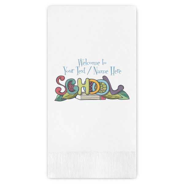Custom Welcome to School Guest Napkins - Full Color - Embossed Edge (Personalized)