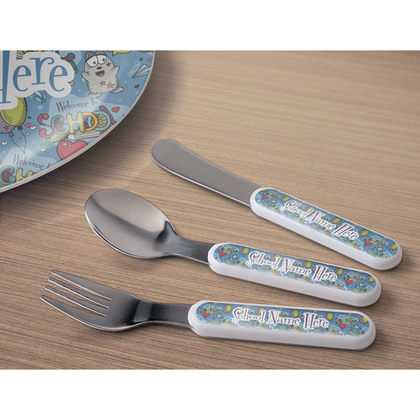Welcome to School Kids Flatware w/ Plate