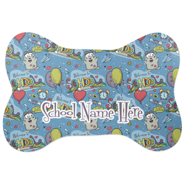 Custom Welcome to School Bone Shaped Dog Food Mat (Personalized)