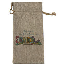 Welcome to School Large Burlap Gift Bag - Front (Personalized)