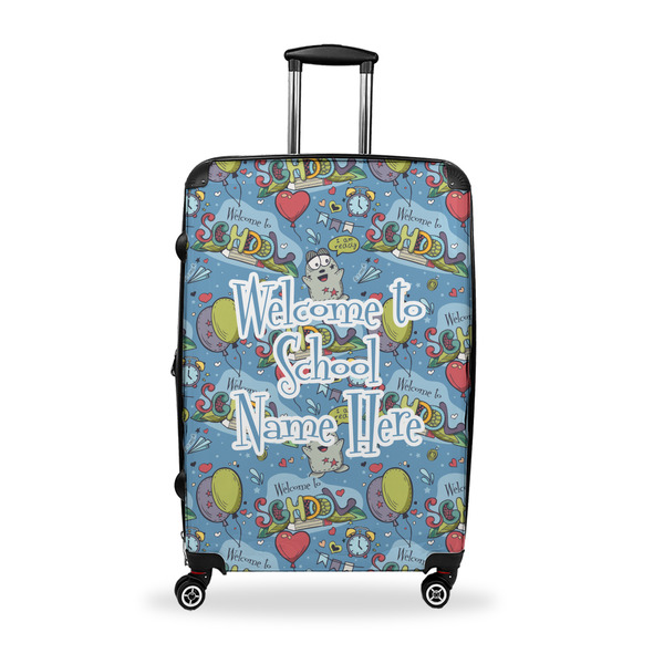 Custom Welcome to School Suitcase - 28" Large - Checked w/ Name or Text