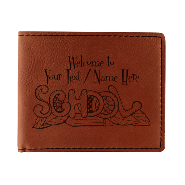 Custom Welcome to School Leatherette Bifold Wallet - Double Sided (Personalized)