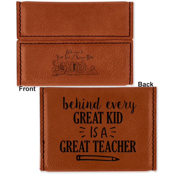 Welcome to School Leather Business Card Holder - Front Back