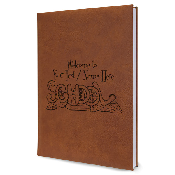 Custom Welcome to School Leather Sketchbook - Large - Single Sided (Personalized)