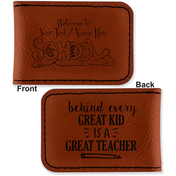 Welcome to School Leatherette Magnetic Money Clip - Front and Back