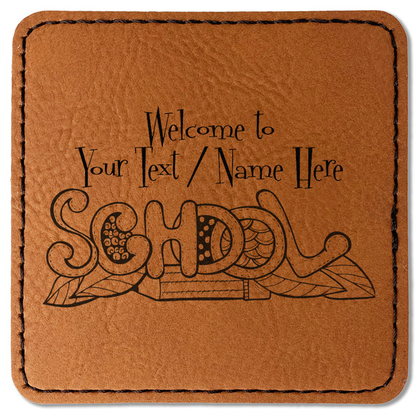 Custom Welcome to School Faux Leather Iron On Patch - Square (Personalized)