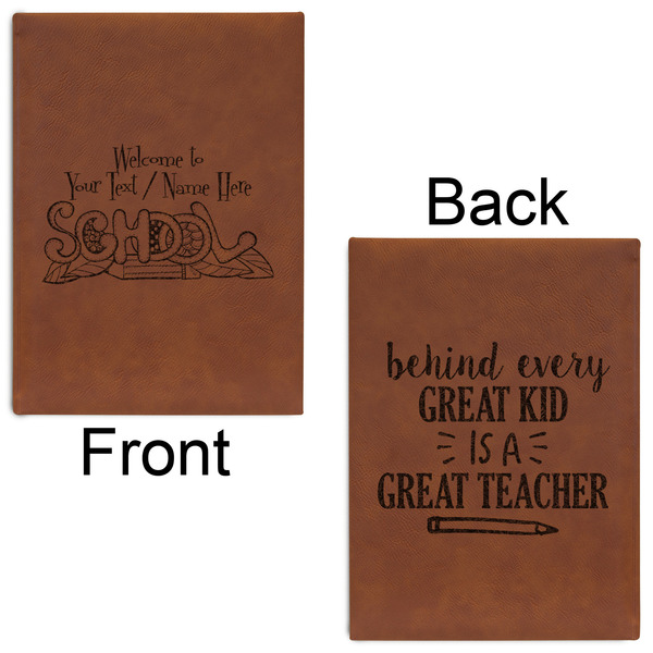 Welcome to School Leatherette Sketchbooks - Large - Double Sided - Front & Back View