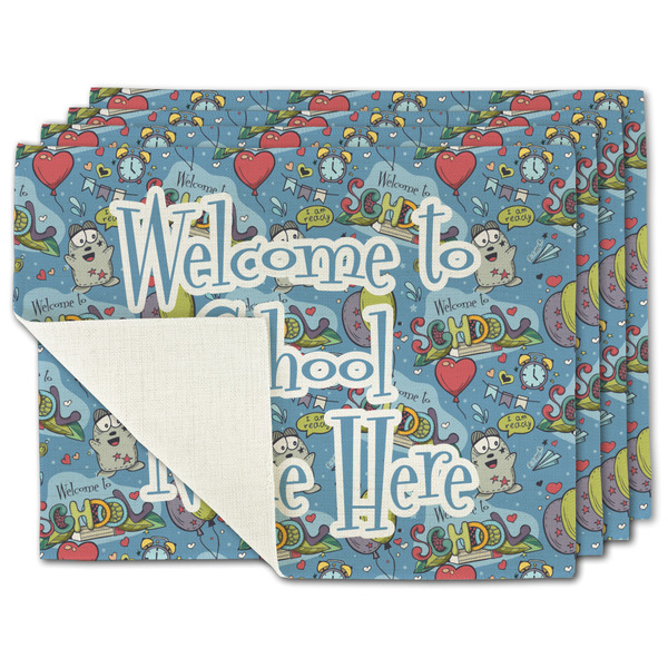 Custom Welcome to School Single-Sided Linen Placemat - Set of 4 w/ Name or Text