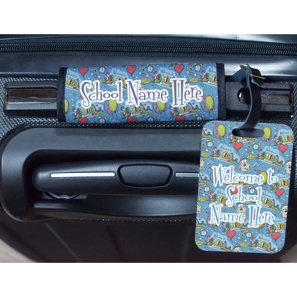 Welcome to School Metal Luggage Tag & Handle Wrap - In Context