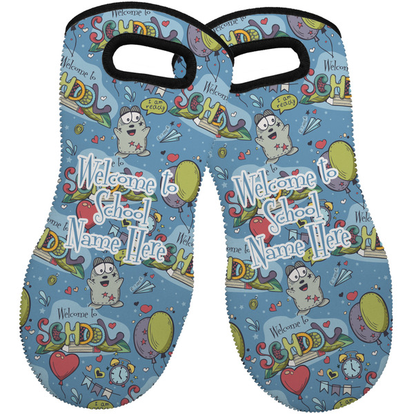 Welcome to School Neoprene Oven Mitt -Set of 2 - Front
