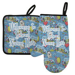 Welcome to School Left Oven Mitt & Pot Holder Set w/ Name or Text