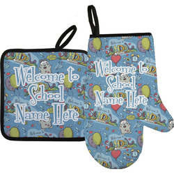 Welcome to School Right Oven Mitt & Pot Holder Set w/ Name or Text