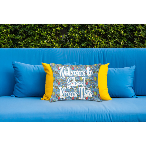 Welcome to School Outdoor Throw Pillow  - LIFESTYLE (Rectangular - 20x14)