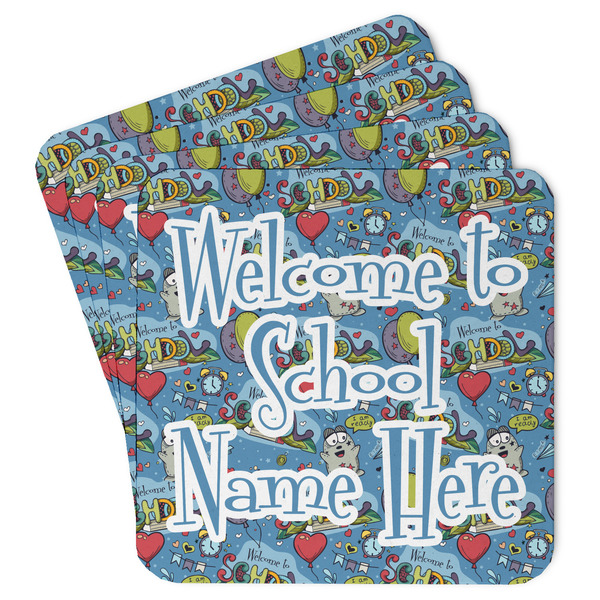 Custom Welcome to School Paper Coasters w/ Name or Text